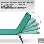 Chaise longue pliante d'extérieur avec dossier inclinable 5 positions, assise en tissu Oxford pour la plage, le jardin et la terrasse.