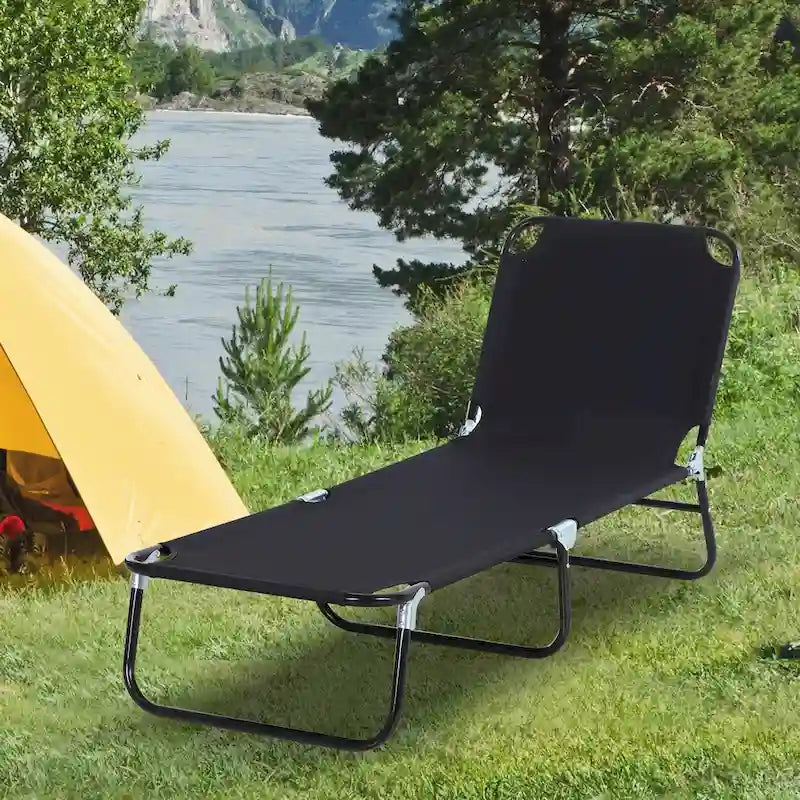 Chaise longue pliante d'extérieur avec dossier inclinable 5 positions, assise en tissu Oxford pour la plage, le jardin et la terrasse.