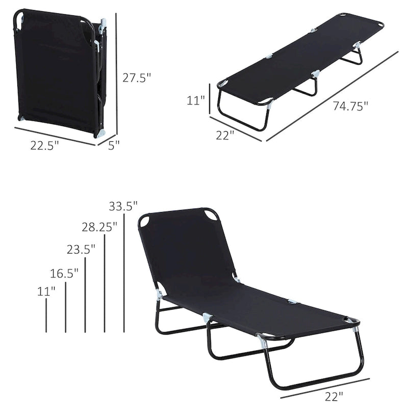 Chaise longue pliante d'extérieur avec dossier inclinable 5 positions, assise en tissu Oxford pour la plage, le jardin et la terrasse.