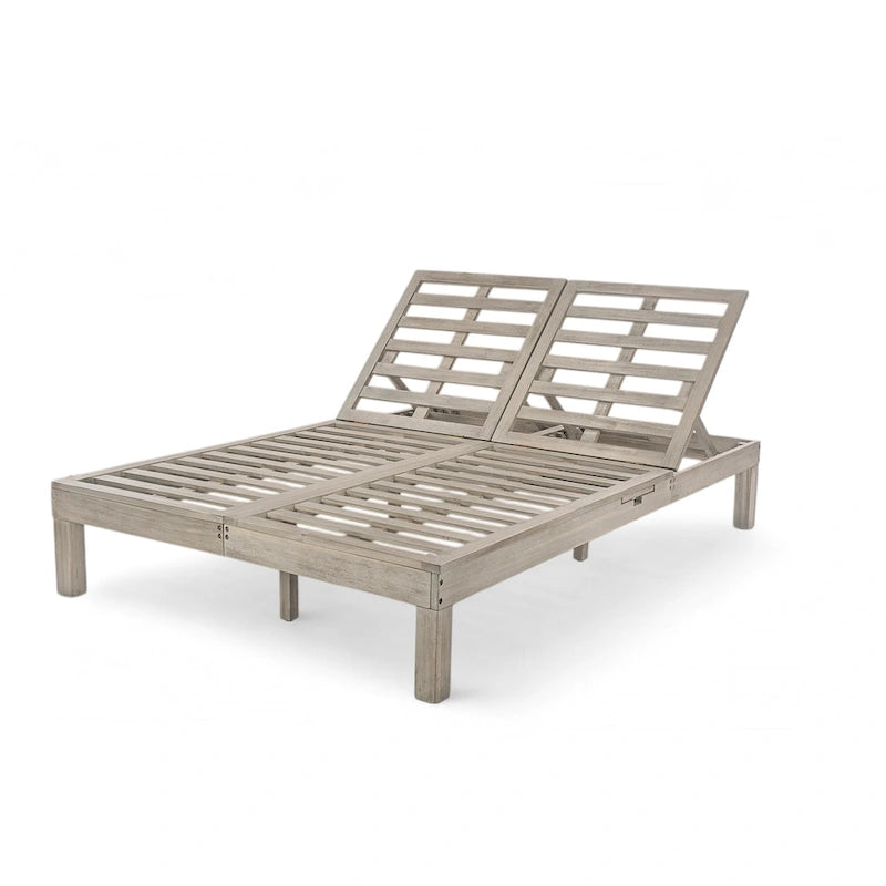 Chaise longue double d'extérieur avec dossier réglable en 5 positions
