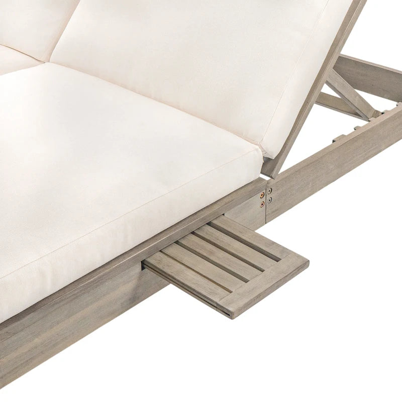 Chaise longue double d'extérieur avec dossier réglable en 5 positions