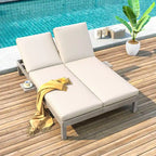 Chaise longue double d'extérieur avec dossier réglable en 5 positions