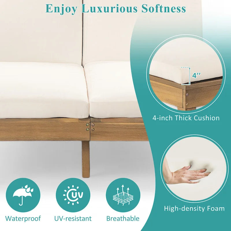 Chaise longue double d'extérieur avec dossier réglable en 5 positions