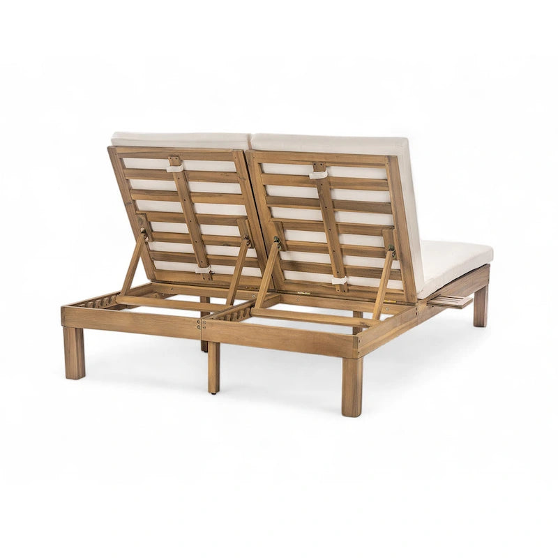 Chaise longue double d'extérieur avec dossier réglable en 5 positions
