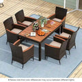 Ensemble de salle à manger d'extérieur Costway 7 pièces en résine tressée avec table en bois d'acacia - Voir les détails