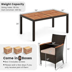 Ensemble de salle à manger d'extérieur Costway 7 pièces en résine tressée avec table en bois d'acacia - Voir les détails