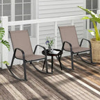 Gymax Lot de 2 chaises berçantes en métal robustes pour l'extérieur, antidérapantes