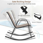 Gymax Lot de 2 chaises berçantes en métal robustes pour l'extérieur, antidérapantes