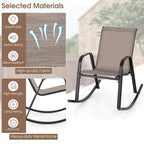 Gymax Lot de 2 chaises berçantes en métal robustes pour l'extérieur, antidérapantes