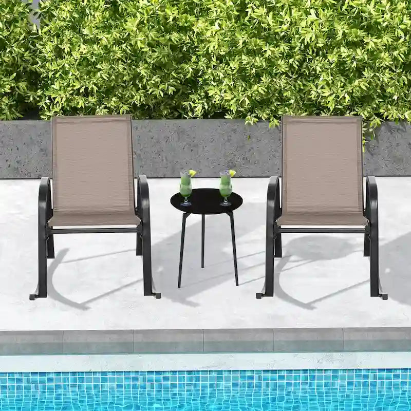 Gymax Lot de 2 chaises berçantes en métal robustes pour l'extérieur, antidérapantes