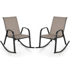 Gymax Lot de 2 chaises berçantes en métal robustes pour l'extérieur, antidérapantes