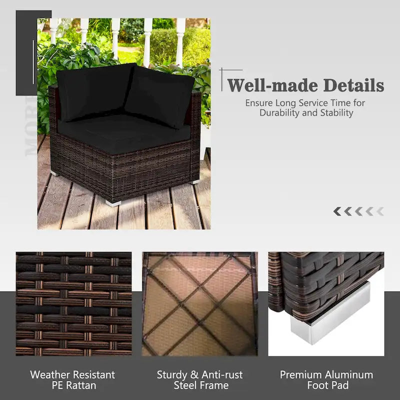 Ensemble de mobilier de jardin en rotin Costway 7 pièces avec housse pour table de foyer extérieur 30 pouces - Voir les détails