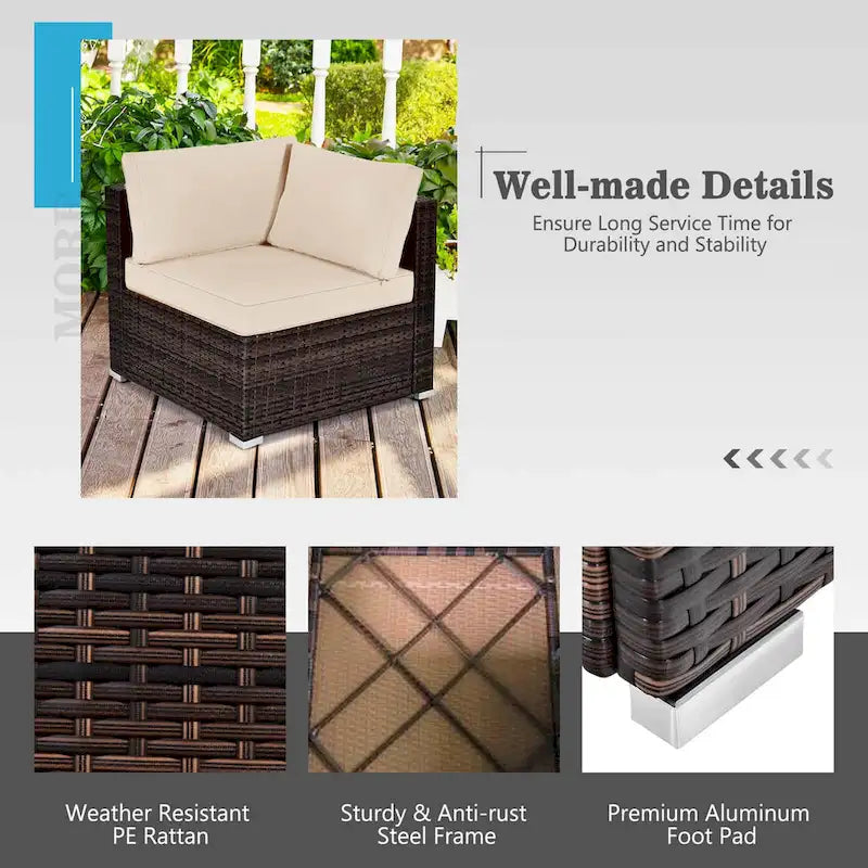 Ensemble de mobilier de jardin en rotin Costway 7 pièces avec housse pour table de foyer extérieur 30 pouces - Voir les détails