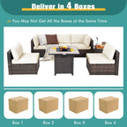 Ensemble de mobilier de jardin en rotin Costway 7 pièces avec housse pour table de foyer extérieur 30 pouces - Voir les détails