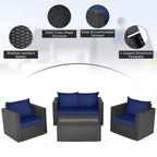 Ensemble de mobilier de jardin en rotin Costway 4 pièces, canapé et fauteuil rembourrés couleur café - Voir la description