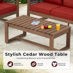 Ensemble de canapé d'extérieur 4 pièces avec table basse, mobilier de patio en résine tressée PE et bois de cèdre, ensemble de conversation de jardin avec coussins épais