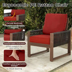 Ensemble de canapé d'extérieur 4 pièces avec table basse, mobilier de patio en résine tressée PE et bois de cèdre, ensemble de conversation de jardin avec coussins épais