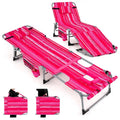 Chaise longue pliante d'extérieur Gymax à 5 positions avec trou pour le visage et