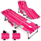 Chaise longue pliante d'extérieur Gymax à 5 positions avec trou pour le visage et