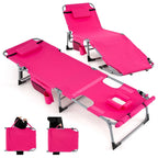 Chaise longue pliante d'extérieur Gymax à 5 positions avec trou pour le visage et