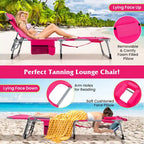 Chaise longue pliante d'extérieur Gymax à 5 positions avec trou pour le visage et