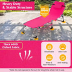 Chaise longue pliante d'extérieur Gymax à 5 positions avec trou pour le visage et