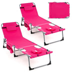 Chaise longue pliante d'extérieur Gymax à 5 positions avec trou pour le visage et
