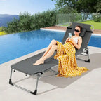 Chaise longue pliante d'extérieur Gymax à 5 positions avec trou pour le visage et