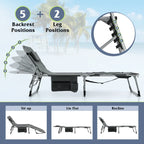 Chaise longue pliante d'extérieur Gymax à 5 positions avec trou pour le visage et