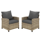 2-Seater Outdoor Wicker Sofa Couch with Gray Cushions