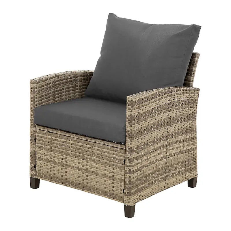 Canapé d'extérieur 2 places en osier avec coussins gris