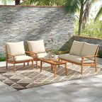 Ensemble de mobilier de jardin Costway 4 pièces en bois d'acacia avec coussins moelleux - Voir les détails