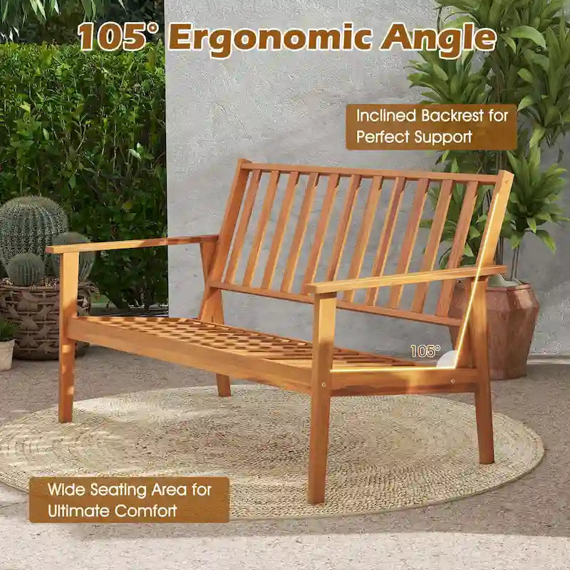 Ensemble de mobilier de jardin Costway 4 pièces en bois d'acacia avec coussins moelleux - Voir les détails