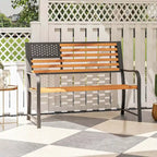 Banc de jardin Costway 50 avec dossier à motif drapeau et style rustique - Voir les détails