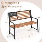 Banc de jardin Costway 50 avec dossier à motif drapeau et style rustique - Voir les détails