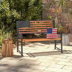 Banc de jardin Costway 50 avec dossier à motif drapeau et style rustique - Voir les détails