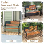 Banc de jardin Costway 50 avec dossier à motif drapeau et style rustique - Voir les détails