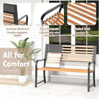 Banc de jardin Costway 50 avec dossier à motif drapeau et style rustique - Voir les détails