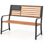 Banc de jardin Costway 50 avec dossier à motif drapeau et style rustique - Voir les détails