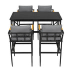 Ensemble de salle à manger d'extérieur 5 pièces en fer avec 4 chaises et coussins amovibles. Table et chaises modernes pour terrasse ou cour.