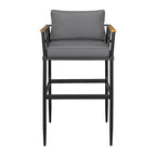 Ensemble de salle à manger d'extérieur 5 pièces en fer avec 4 chaises et coussins amovibles. Table et chaises modernes pour terrasse ou cour.