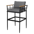 Ensemble de salle à manger d'extérieur 5 pièces en fer avec 4 chaises et coussins amovibles. Table et chaises modernes pour terrasse ou cour.