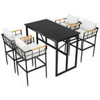 Ensemble de salle à manger d'extérieur 5 pièces en fer avec 4 chaises et coussins amovibles. Table et chaises modernes pour terrasse ou cour.