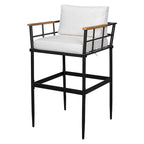 Ensemble de salle à manger d'extérieur 5 pièces en fer avec 4 chaises et coussins amovibles. Table et chaises modernes pour terrasse ou cour.