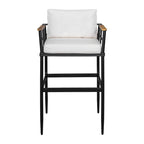 Ensemble de salle à manger d'extérieur 5 pièces en fer avec 4 chaises et coussins amovibles. Table et chaises modernes pour terrasse ou cour.