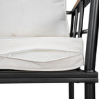 Ensemble de salle à manger d'extérieur 5 pièces en fer avec 4 chaises et coussins amovibles. Table et chaises modernes pour terrasse ou cour.