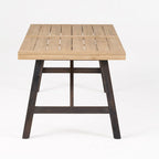 Ensemble de salle à manger rectangulaire d'extérieur en bois d'acacia, comprenant 3 pièces, avec 2 bancs et plateau à lattes. Idéal pour terrasse, jardin et pique-nique.