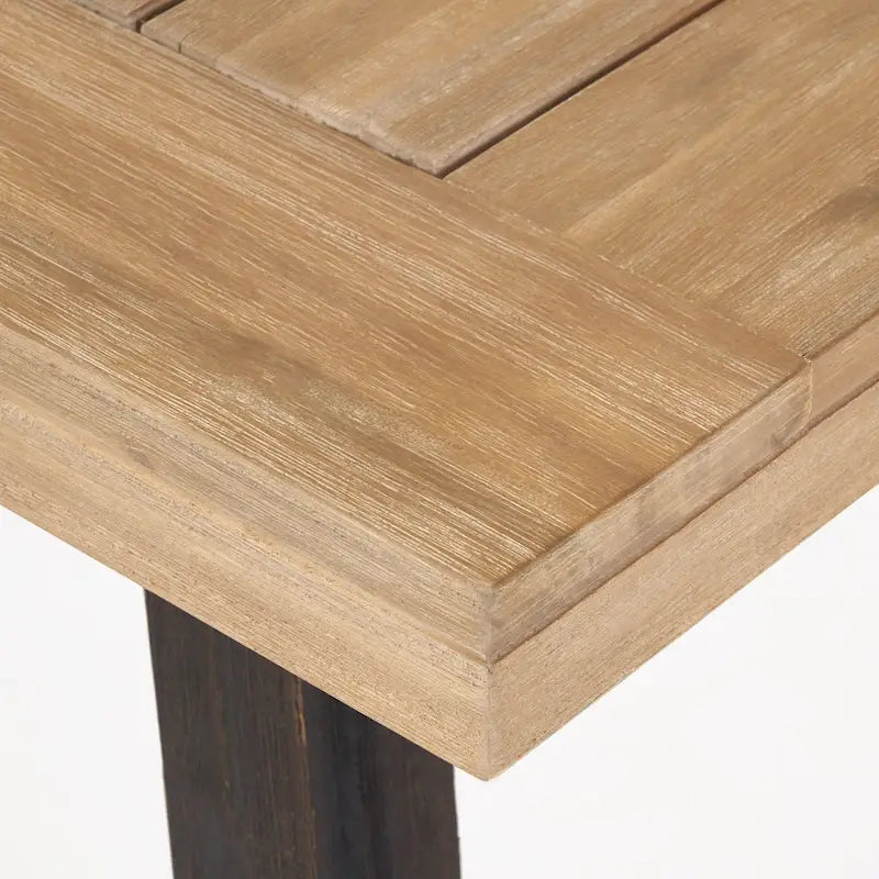 Ensemble de salle à manger rectangulaire d'extérieur en bois d'acacia, comprenant 3 pièces, avec 2 bancs et plateau à lattes. Idéal pour terrasse, jardin et pique-nique.