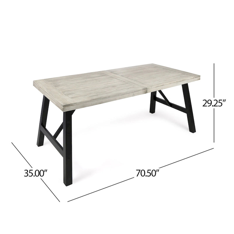 Ensemble de salle à manger rectangulaire d'extérieur en bois d'acacia, comprenant 3 pièces, avec 2 bancs et plateau à lattes. Idéal pour terrasse, jardin et pique-nique.