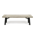 Ensemble de salle à manger rectangulaire d'extérieur en bois d'acacia, comprenant 3 pièces, avec 2 bancs et plateau à lattes. Idéal pour terrasse, jardin et pique-nique.